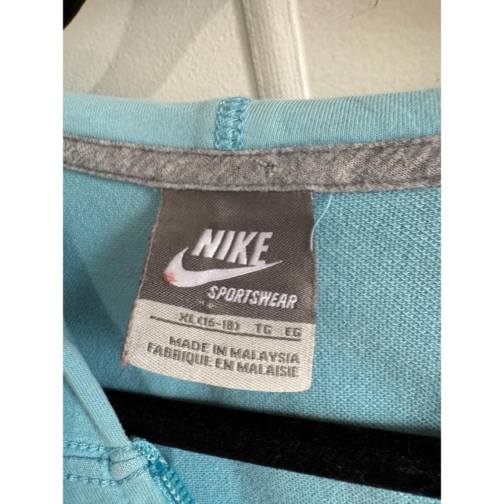 VTG‎ Nike Hoodie Youth XL 16-18 Blue Full Zip Graphic Logo Sweatshirt Casual - Picture 2 of 5